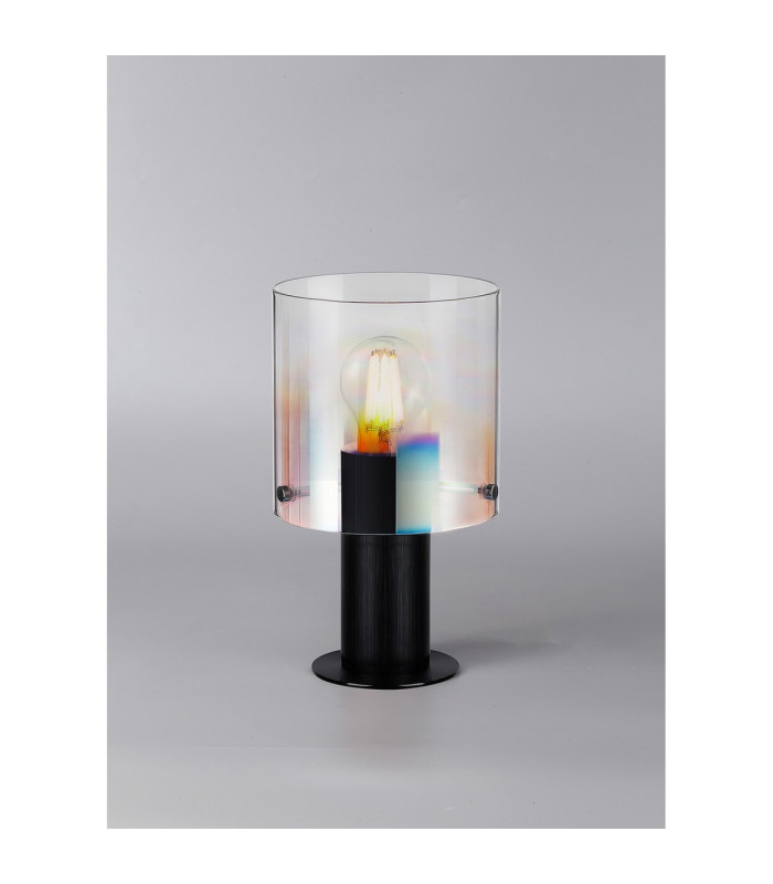 Ghent Table Lamp 1 Light E27 Black/Iridescent Fade Glass-3
