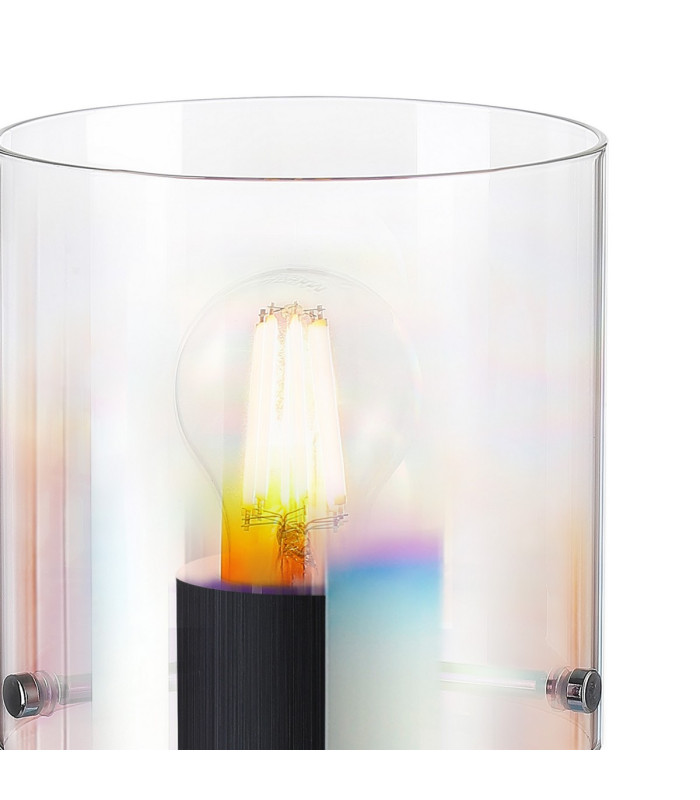 Ghent Table Lamp 1 Light E27 Black/Iridescent Fade Glass-6