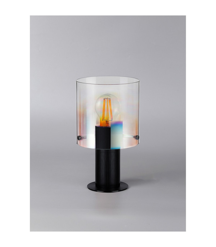 Ghent Table Lamp 1 Light E27 Black/Iridescent Fade Glass-7