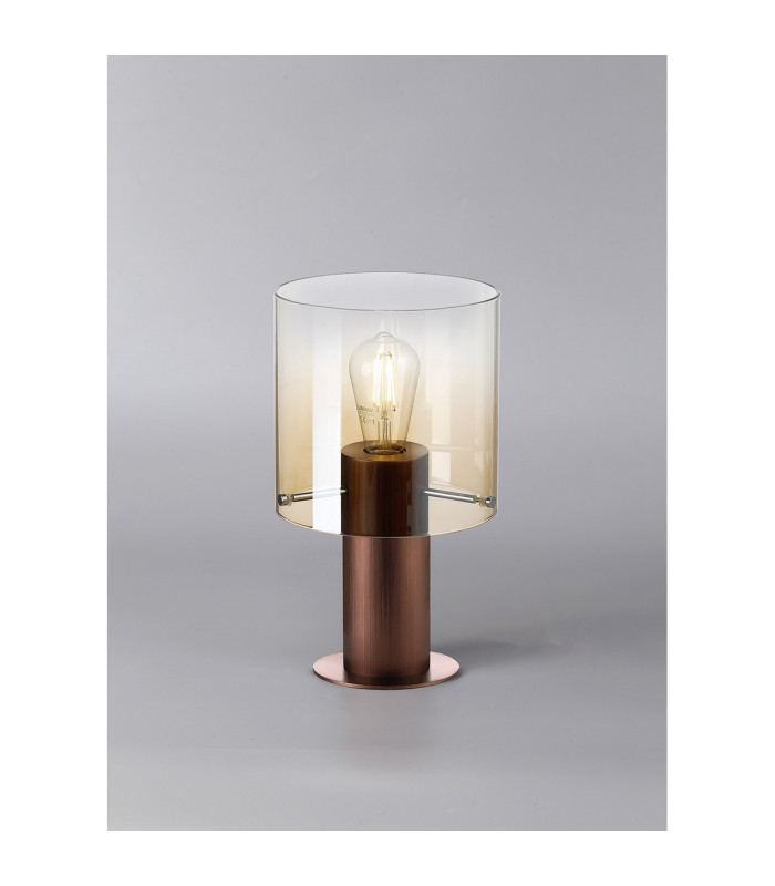 Ghent Table Lamp 1 Light E27 Mocha/Amber Fade Glass-3