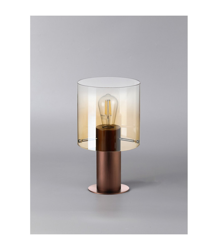 Ghent Table Lamp 1 Light E27 Mocha/Amber Fade Glass-7