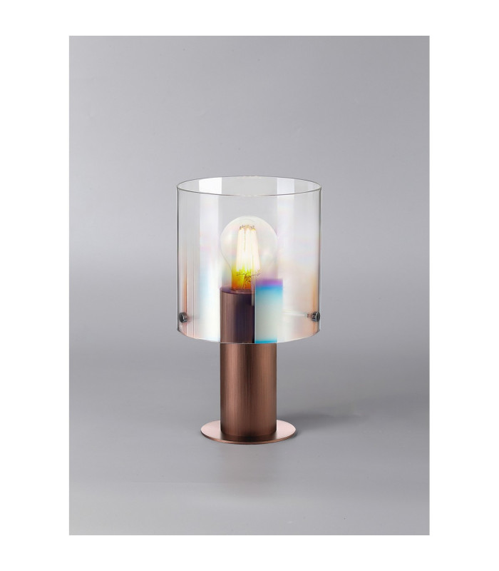 Ghent Table Lamp 1 Light E27 Mocha/Iridescent Fade Glass-3