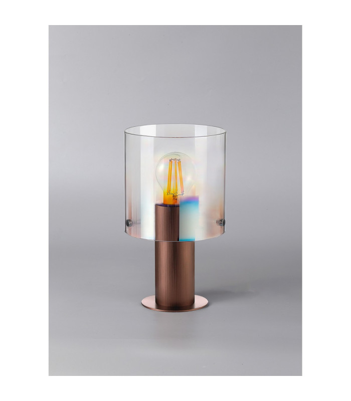 Ghent Table Lamp 1 Light E27 Mocha/Iridescent Fade Glass-7