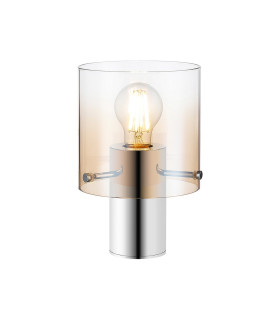 Ghent Table Lamp 1 Light E27 Polished Nickel/Black/Amber Fade Glass-1