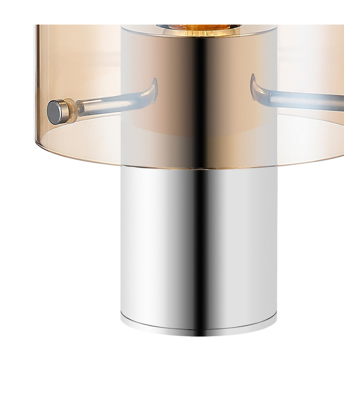 Ghent Table Lamp 1 Light E27 Polished Nickel/Black/Amber Fade Glass-5