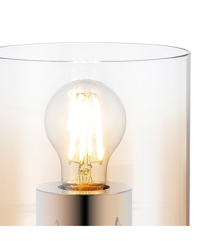Ghent Table Lamp 1 Light E27 Polished Nickel/Black/Amber Fade Glass-6