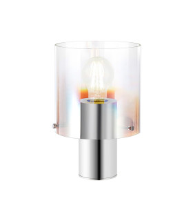Ghent Table Lamp 1 Light E27 Polished Nickel/Black/Iridescent Fade Glass-1