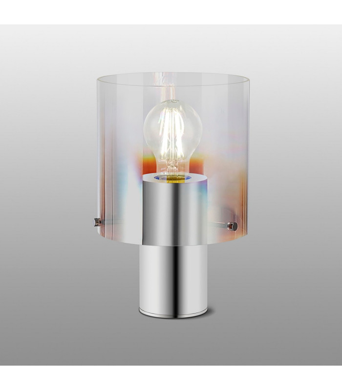 Ghent Table Lamp 1 Light E27 Polished Nickel/Black/Iridescent Fade Glass-3