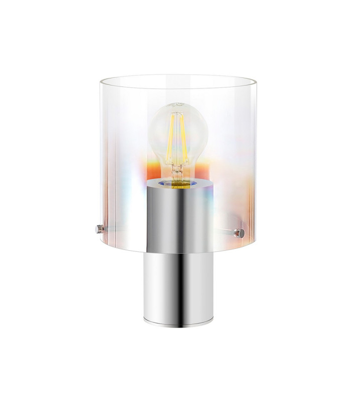 Ghent Table Lamp 1 Light E27 Polished Nickel/Black/Iridescent Fade Glass-4