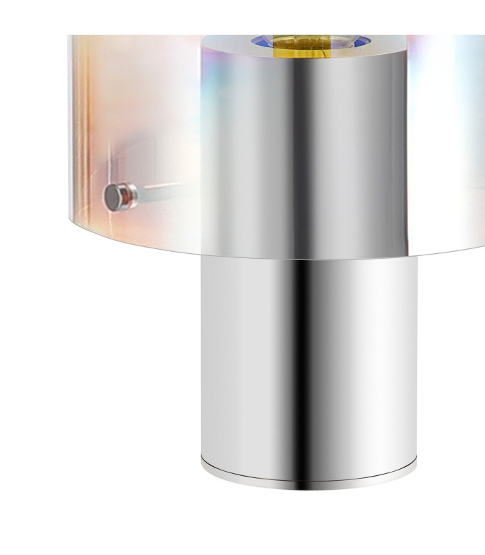 Ghent Table Lamp 1 Light E27 Polished Nickel/Black/Iridescent Fade Glass-5