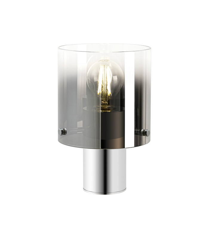 Ghent Table Lamp 1 Light E27 Polished Nickel/Black/Smoke Fade Glass-1