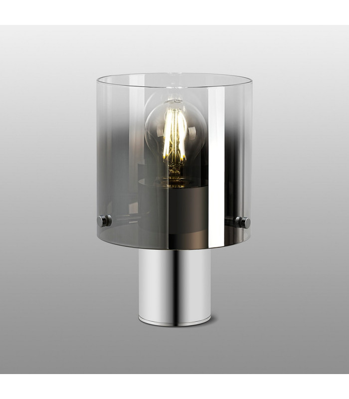 Ghent Table Lamp 1 Light E27 Polished Nickel/Black/Smoke Fade Glass-3