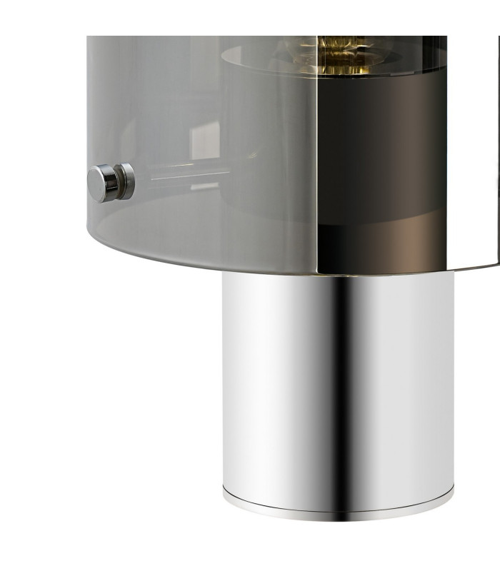 Ghent Table Lamp 1 Light E27 Polished Nickel/Black/Smoke Fade Glass-5