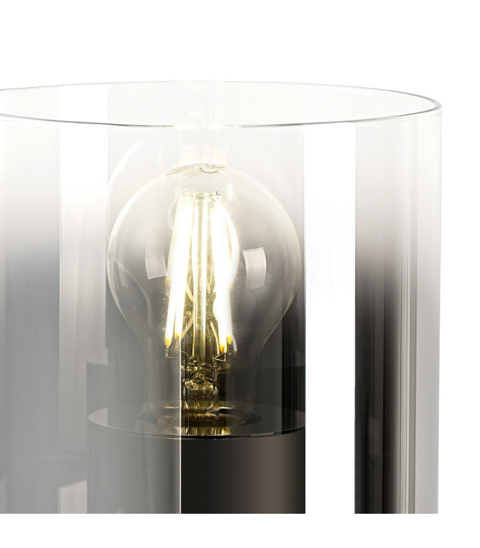 Ghent Table Lamp 1 Light E27 Polished Nickel/Black/Smoke Fade Glass-6