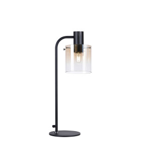 Ghent Large Table Lamp 1 Light E27 Black / Amber Fade Glass-1