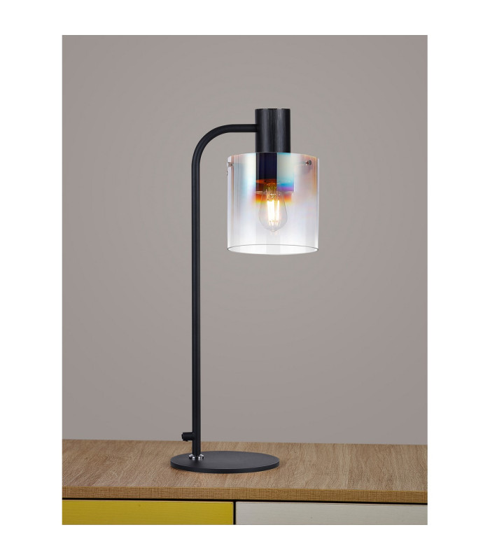 Ghent Large Table Lamp 1 Light E27 Black / Iridescent Fade Glass-3