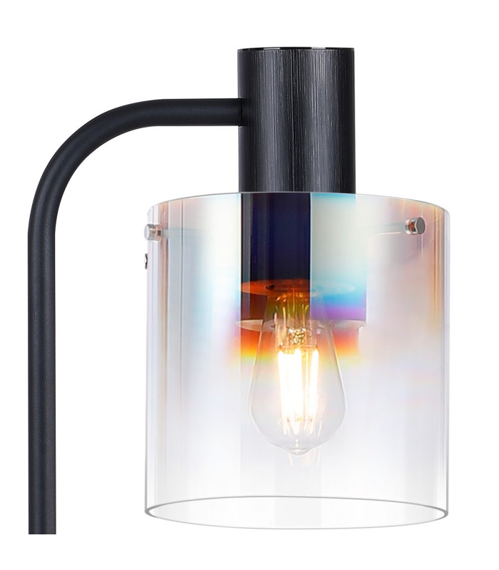 Ghent Large Table Lamp 1 Light E27 Black / Iridescent Fade Glass-6