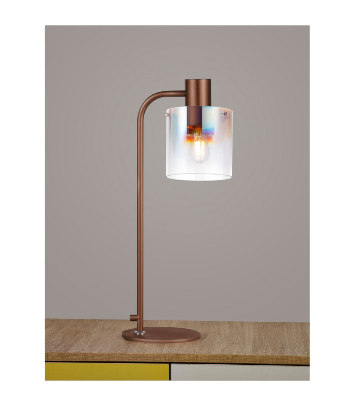 Ghent Large Table Lamp 1 Light E27 Mocha / Iridescent Fade Glass-3