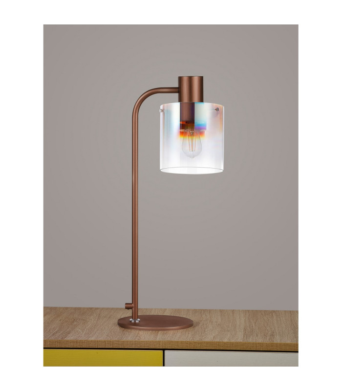 Ghent Large Table Lamp 1 Light E27 Mocha / Iridescent Fade Glass-7