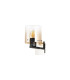Ghent Single Switched Wall Lamp 1 Light E27 Black/Amber Fade Glass-4