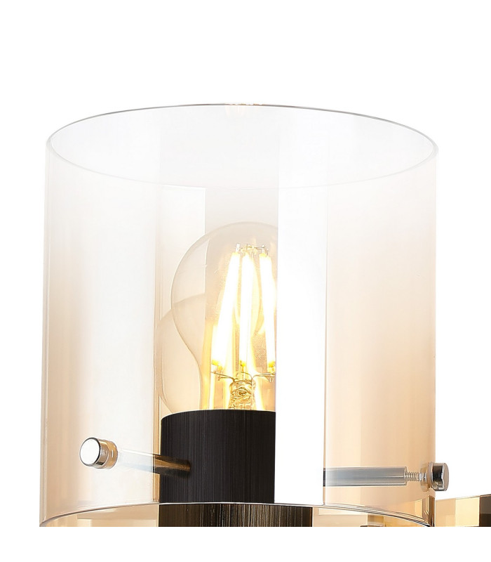Ghent Single Switched Wall Lamp 1 Light E27 Black/Amber Fade Glass-5