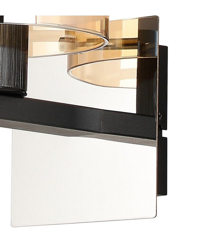 Ghent Single Switched Wall Lamp 1 Light E27 Black/Amber Fade Glass-7