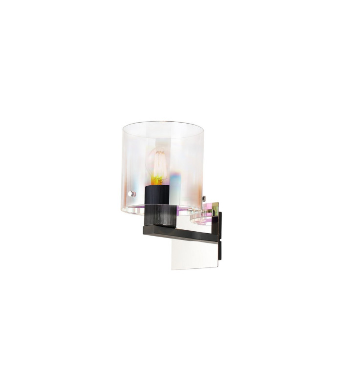 Ghent Single Switched Wall Lamp 1 Light E27 Black/Iridescent Fade Glass-1