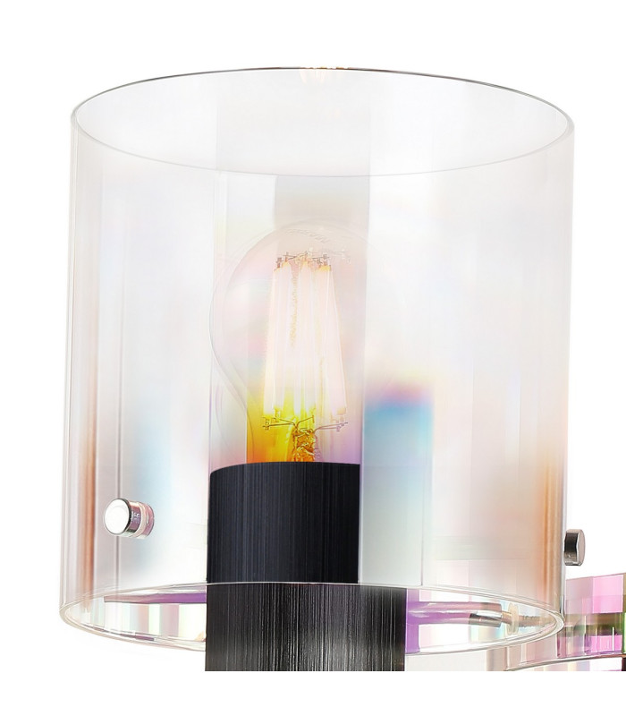 Ghent Single Switched Wall Lamp 1 Light E27 Black/Iridescent Fade Glass-5