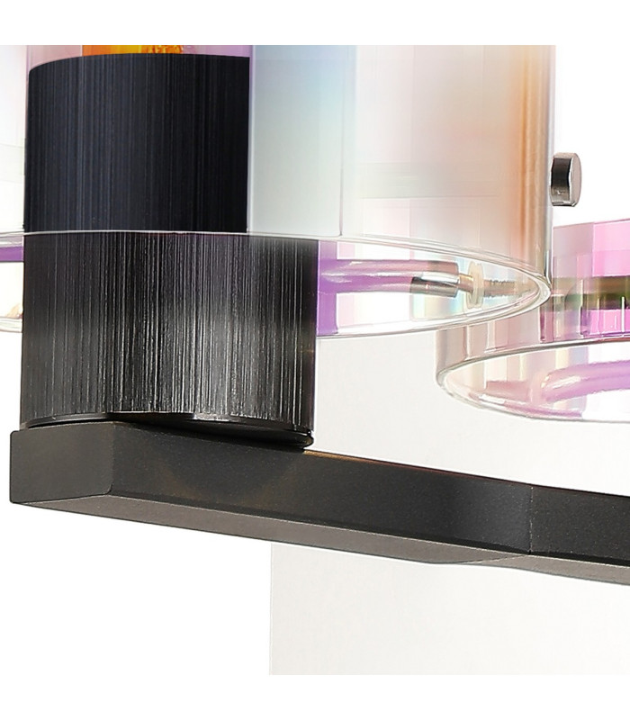 Ghent Single Switched Wall Lamp 1 Light E27 Black/Iridescent Fade Glass-6