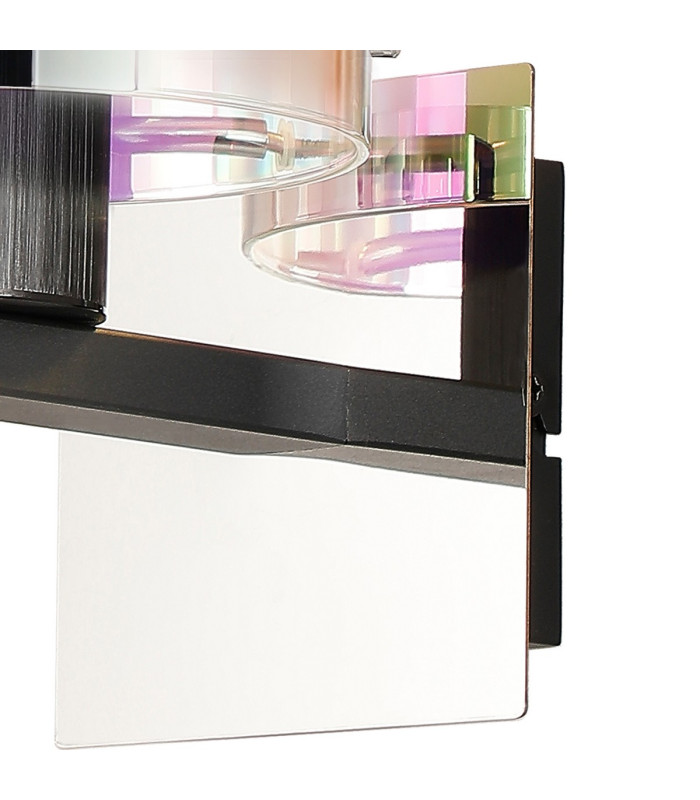 Ghent Single Switched Wall Lamp 1 Light E27 Black/Iridescent Fade Glass-7