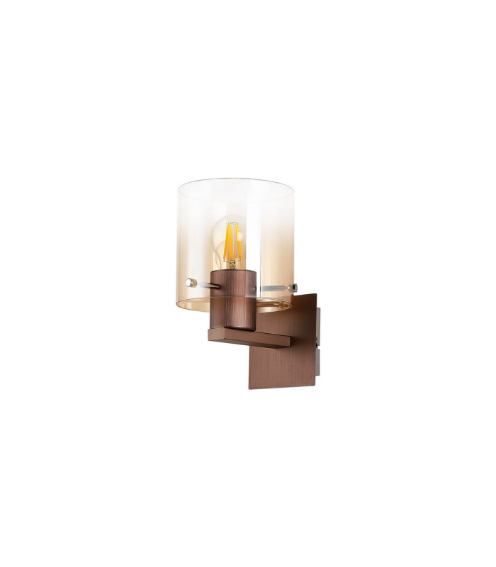 Ghent Single Switched Wall Lamp 1 Light E27 Mocha/Amber Fade Glass-4