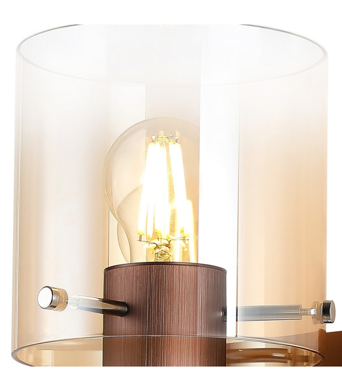 Ghent Single Switched Wall Lamp 1 Light E27 Mocha/Amber Fade Glass-5