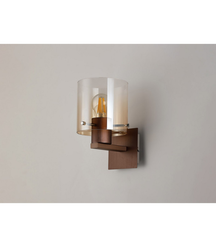 Ghent Single Switched Wall Lamp 1 Light E27 Mocha/Amber Fade Glass-8
