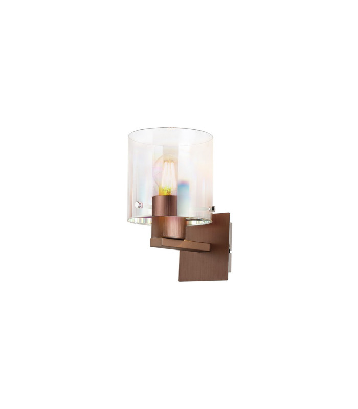 Ghent Single Switched Wall Lamp 1 Light E27 Mocha/Iridescent Fade Glass-1