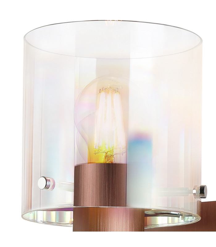 Ghent Single Switched Wall Lamp 1 Light E27 Mocha/Iridescent Fade Glass-5