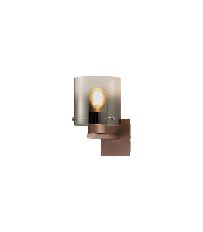 Ghent Single Switched Wall Lamp 1 Light E27 Mocha/Smoke Fade Glass-1