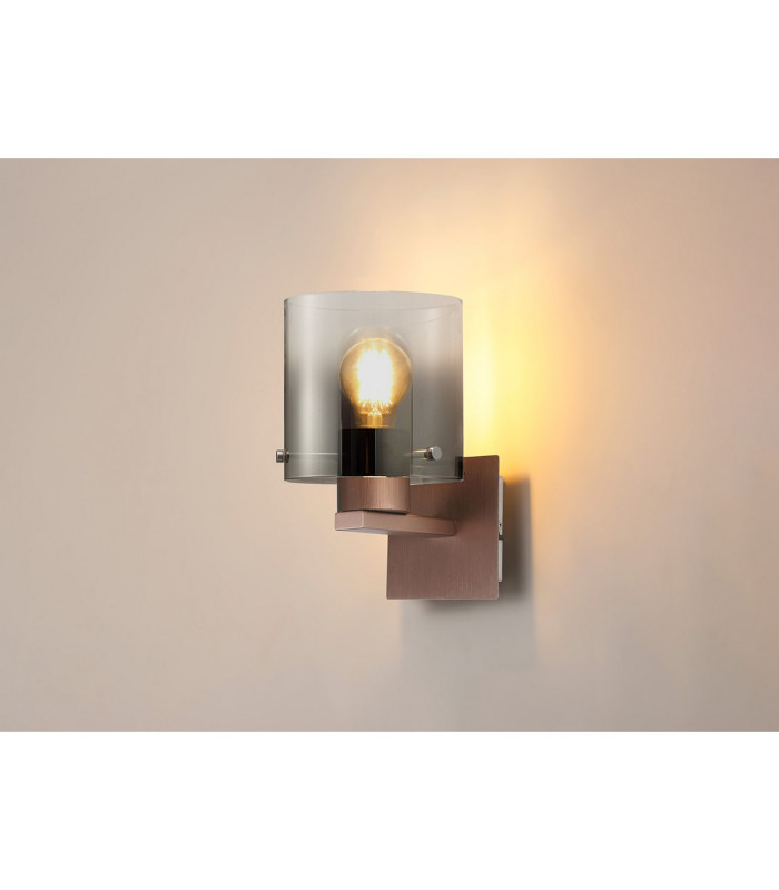 Ghent Single Switched Wall Lamp 1 Light E27 Mocha/Smoke Fade Glass-3