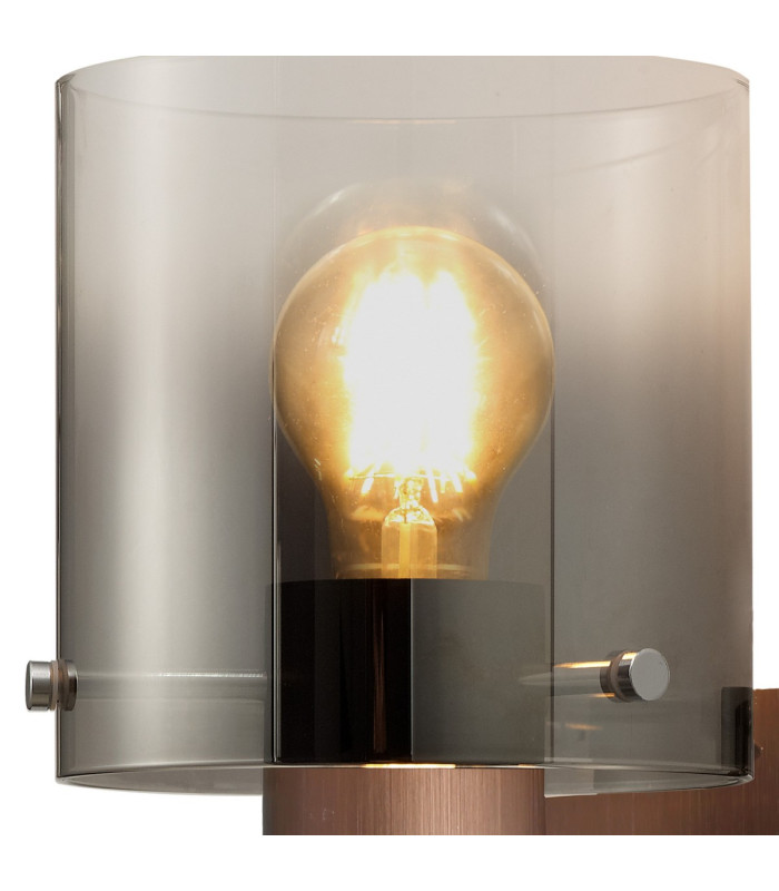 Ghent Single Switched Wall Lamp 1 Light E27 Mocha/Smoke Fade Glass-5