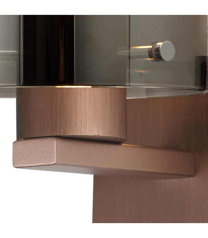 Ghent Single Switched Wall Lamp 1 Light E27 Mocha/Smoke Fade Glass-6