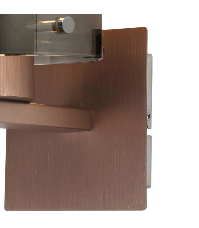 Ghent Single Switched Wall Lamp 1 Light E27 Mocha/Smoke Fade Glass-7
