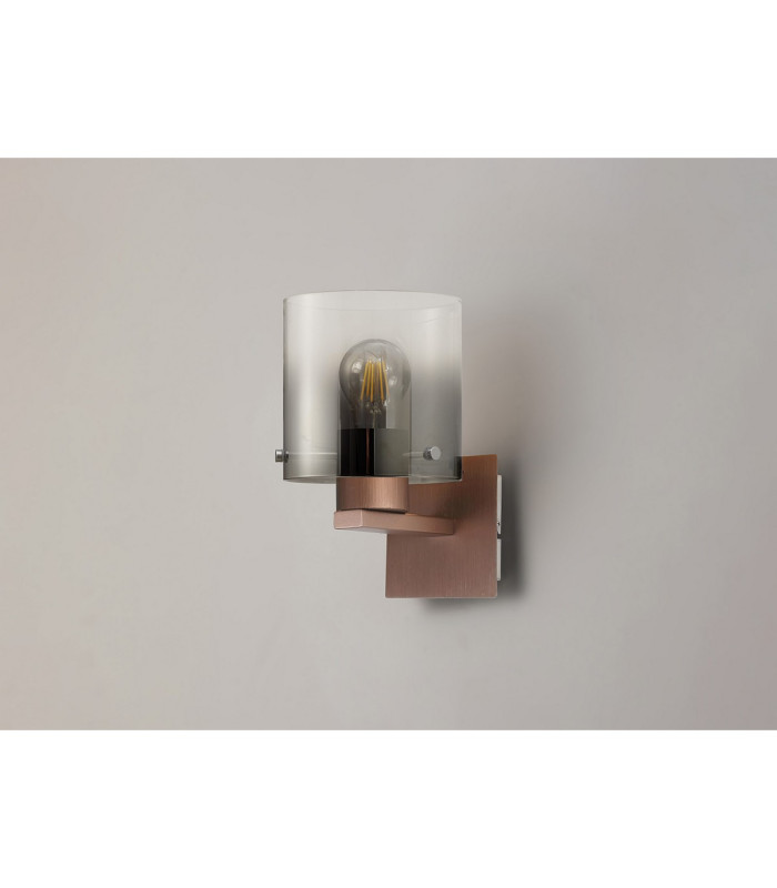 Ghent Single Switched Wall Lamp 1 Light E27 Mocha/Smoke Fade Glass-8