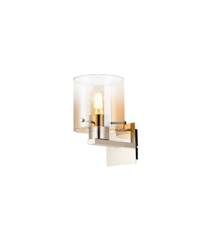 Ghent Single Switched Wall Lamp 1 Light E27 Polished Nickel/Black/Amber Fade Glass-1