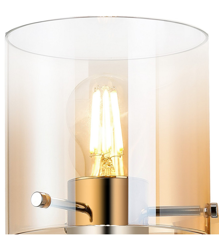 Ghent Single Switched Wall Lamp 1 Light E27 Polished Nickel/Black/Amber Fade Glass-5