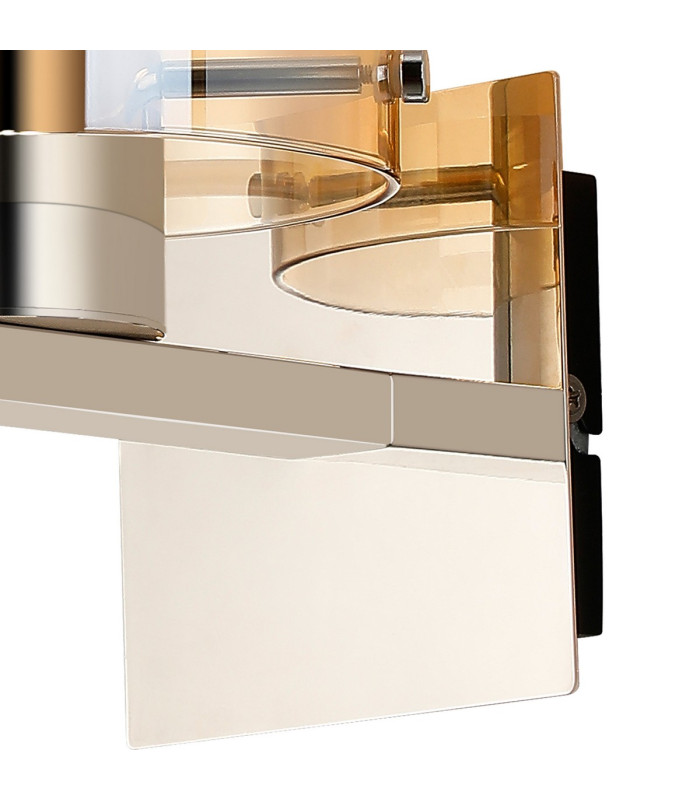 Ghent Single Switched Wall Lamp 1 Light E27 Polished Nickel/Black/Amber Fade Glass-7