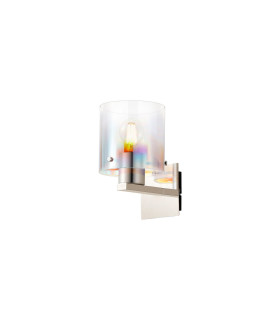 Ghent Single Switched Wall Lamp 1 Light E27 Polished Nickel/Black/Iridescent Fade Glass-1