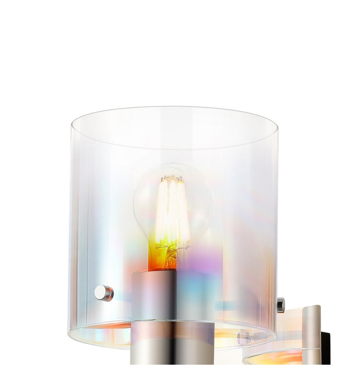 Ghent Single Switched Wall Lamp 1 Light E27 Polished Nickel/Black/Iridescent Fade Glass-5