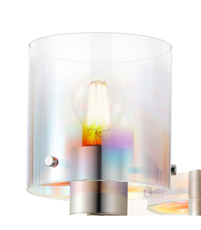 Ghent Single Switched Wall Lamp 1 Light E27 Polished Nickel/Black/Iridescent Fade Glass-7