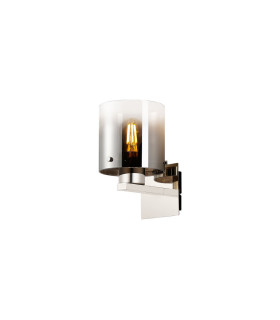 Ghent Single Switched Wall Lamp 1 Light E27 Polished Nickel/Black/Smoke Fade Glass-1