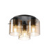Hudson 41cm Round Ceiling Flush 3 Light Flush Fitting E27 Dark Grey/Amber Narrow Line Glass-1