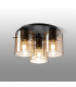 Hudson 41cm Round Ceiling Flush 3 Light Flush Fitting E27 Dark Grey/Amber Narrow Line Glass-3
